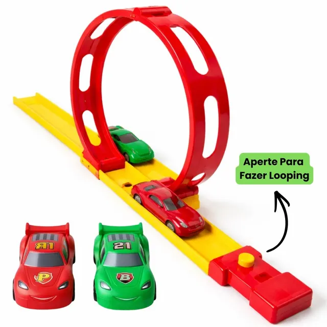 Pista com looping e 2 carrinhos